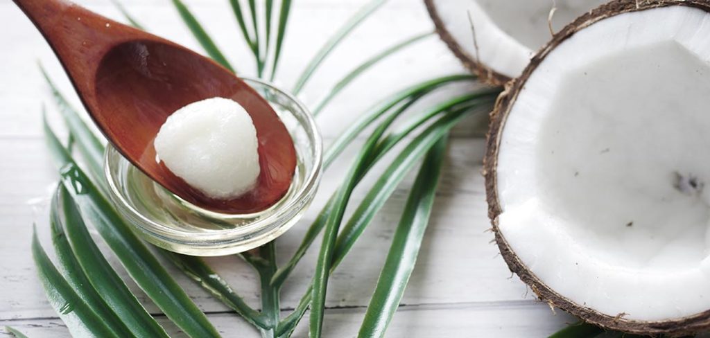 Coconuts and coconut oil are shown